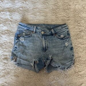 American Eagle Outfitters Light Blue Distressed Jean Shorts